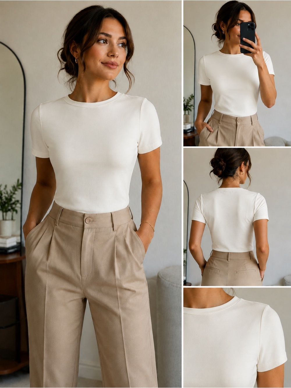 Express Body Contour Ivory Scoop Neck Top XS